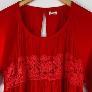 Hollister Red Peasant Blouse
